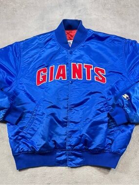 Vintage 90’s NY Giants Satin Starter Jacket Size XL 1 Of 1 Jesus Custom Design